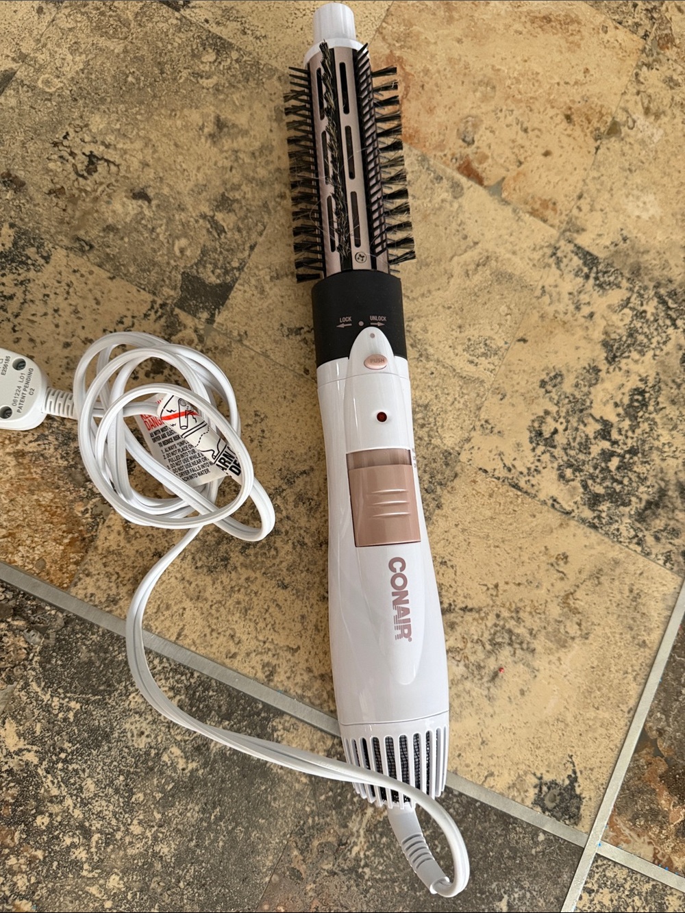 White and Rose Gold Hot Air Styling Brush for Men Grooming